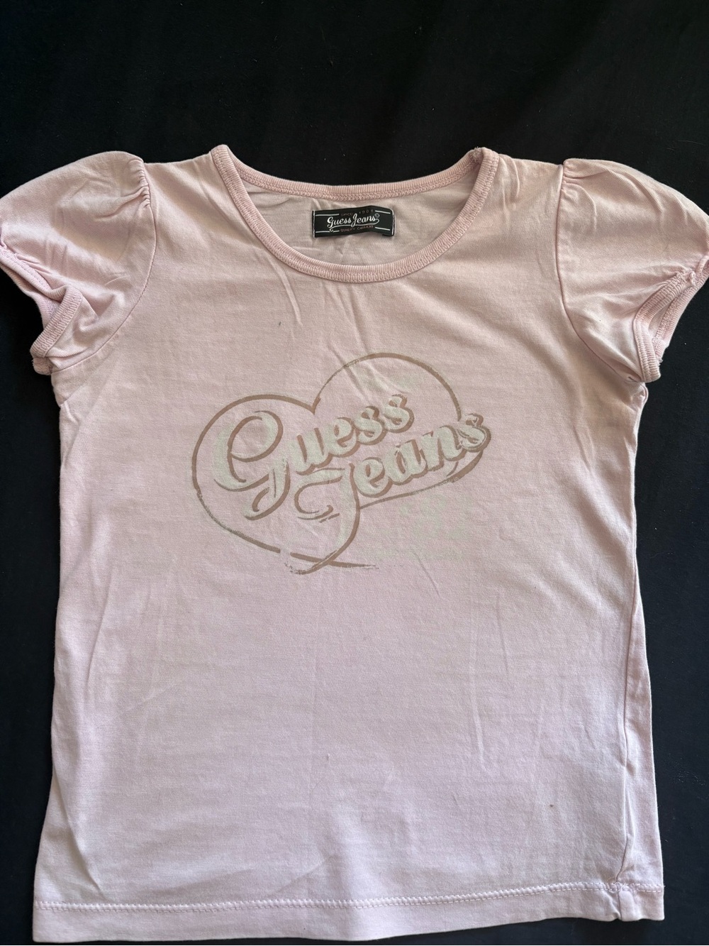 Guess Pink Short Sleeve Baby Tee with Heart Logo
